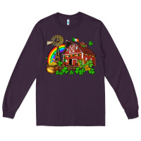 Plum St. Patrick's farm with gold Long Sleeve Tee - OliviaCreatesArt