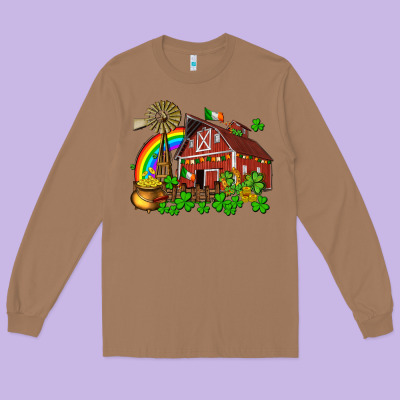 St. Patrick's Farm With Gold Long Sleeve Tee Designed By Oliviacreatesart