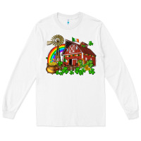 White St. Patrick's farm with gold Long Sleeve Tee - OliviaCreatesArt