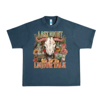 Midnight Navy Last night we let the liquor talk Urban Heavy Tee - HowdyJamesFarm