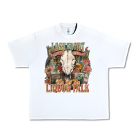 White Last night we let the liquor talk Urban Heavy Tee - HowdyJamesFarm