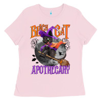 Bubblegum Pink Black cat apothecary Ladies Tee - NancyCooperArtShop