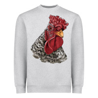 Heather Grey dominique rooster head Heavyweight Sweatshirt - LillyAllenDesigns