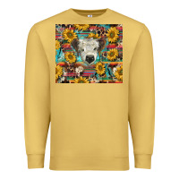 Antique Gold white Scottish calf and sunflowers Premium Sweatshirt - BarkalooDesign