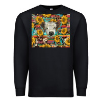 Black white Scottish calf and sunflowers Premium Sweatshirt - BarkalooDesign