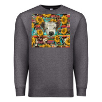 Charcoal Heather white Scottish calf and sunflowers Premium Sweatshirt - BarkalooDesign