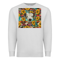 Dove Grey white Scottish calf and sunflowers Premium Sweatshirt - BarkalooDesign