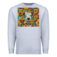 Heather Grey white Scottish calf and sunflowers Premium Sweatshirt - BarkalooDesign