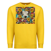 Lemon white Scottish calf and sunflowers Premium Sweatshirt - BarkalooDesign
