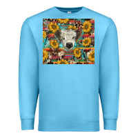 Ocean Blue white Scottish calf and sunflowers Premium Sweatshirt - BarkalooDesign
