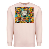 Pale Pink white Scottish calf and sunflowers Premium Sweatshirt - BarkalooDesign