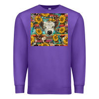 Purple white Scottish calf and sunflowers Premium Sweatshirt - BarkalooDesign