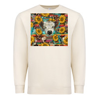 Sandshell white Scottish calf and sunflowers Premium Sweatshirt - BarkalooDesign