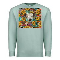 Seafoam white Scottish calf and sunflowers Premium Sweatshirt - BarkalooDesign