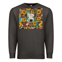Smoke white Scottish calf and sunflowers Premium Sweatshirt - BarkalooDesign