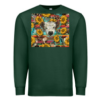 Sports Green white Scottish calf and sunflowers Premium Sweatshirt - BarkalooDesign