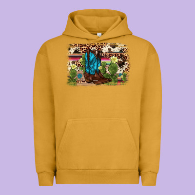 Cactus Boot Background Urban Hoodie Designed By Adodesignshop