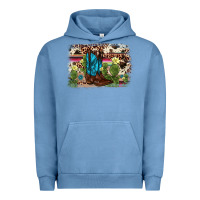 Pigment Pebble Blue cactus boot background Urban Hoodie - AdoDesignShop