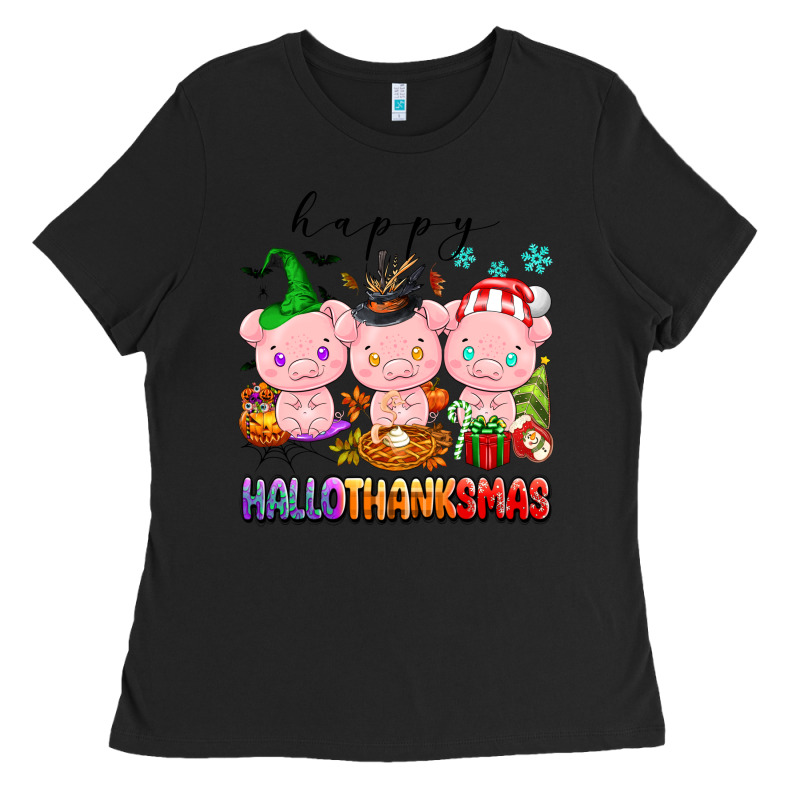 Happy Hallothanksmas Pigs Ladies Tee by texasbilliewilder | Teevron