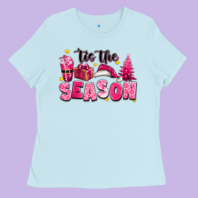Pink 'tis The Season Christmas Ladies Tee Designed By Texasbilliewilder