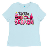 Baby Blue Pink 'tis the season Christmas Ladies Tee - texasbilliewilder