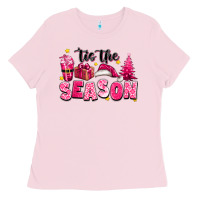 Bubblegum Pink Pink 'tis the season Christmas Ladies Tee - texasbilliewilder