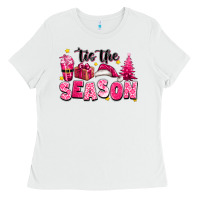 White Pink 'tis the season Christmas Ladies Tee - texasbilliewilder