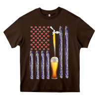 Chocolate Brown American Flag Beer Heavy Core Tee - Bettercallsaul