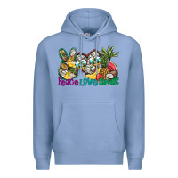 Colony Blue Peace Love Summer Premium Hoodie - CowhideDigitalArt