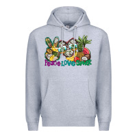 Heather Grey Peace Love Summer Premium Hoodie - CowhideDigitalArt