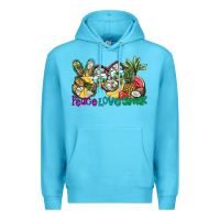 Ocean Blue Peace Love Summer Premium Hoodie - CowhideDigitalArt