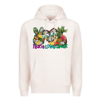 Pale Pink Peace Love Summer Premium Hoodie - CowhideDigitalArt