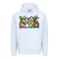 White Peace Love Summer Premium Hoodie - CowhideDigitalArt