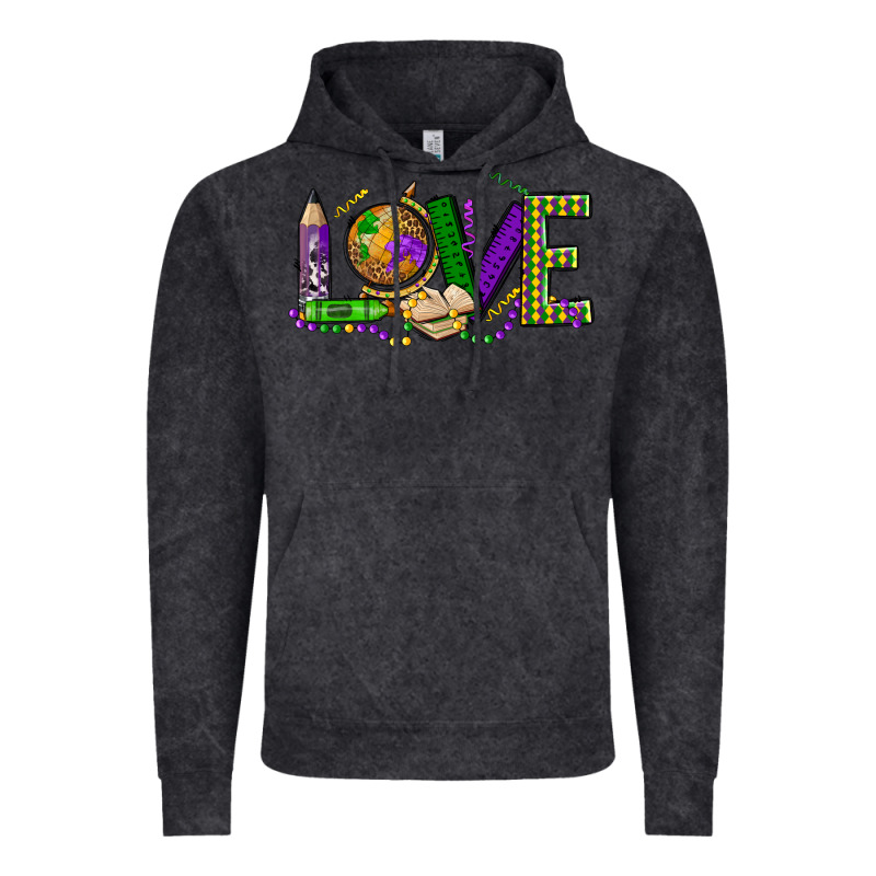 Love Teacher Mardi Gras Vintage Hoodie by OliviaCreatesArt | Teevron