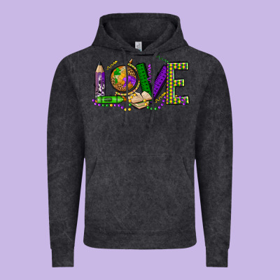 Love Teacher Mardi Gras Vintage Hoodie Designed By Oliviacreatesart