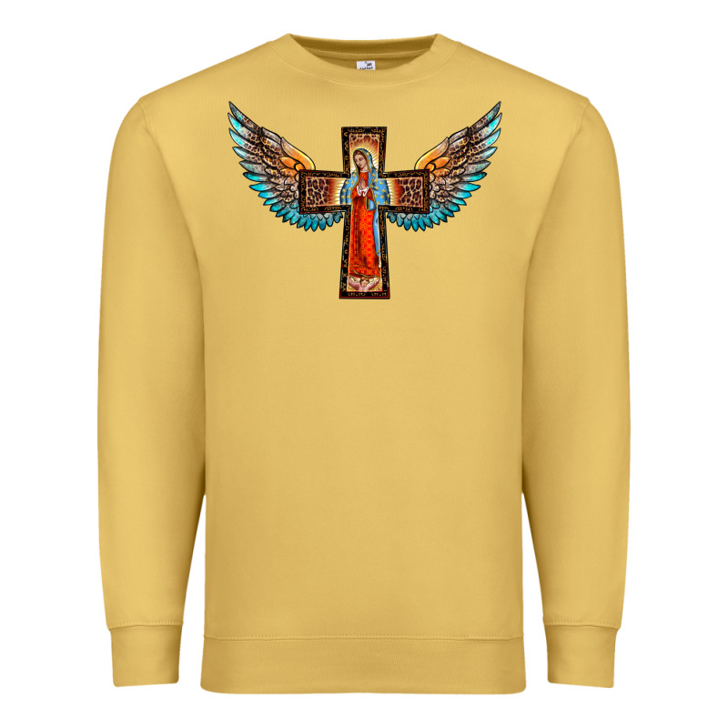 Our Lady Of Guadalupe Cross With Wings Premium Sweatshirt by BarkalooDesign | Teevron