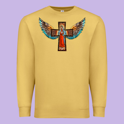 Our Lady Of Guadalupe Cross With Wings Premium Sweatshirt Designed By Barkaloodesign