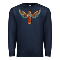 Navy our lady of guadalupe cross with wings Premium Sweatshirt - BarkalooDesign