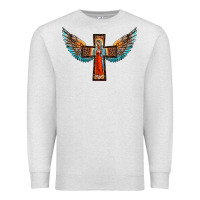 Oatmeal Heather our lady of guadalupe cross with wings Premium Sweatshirt - BarkalooDesign
