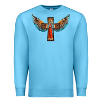 Ocean Blue our lady of guadalupe cross with wings Premium Sweatshirt - BarkalooDesign