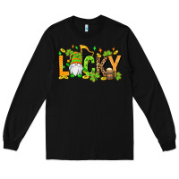 Black St. Patrick's Lucky gnome Long Sleeve Tee - OliviaCreatesArt