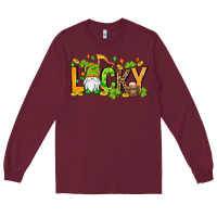 Burgundy St. Patrick's Lucky gnome Long Sleeve Tee - OliviaCreatesArt