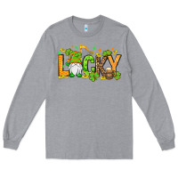 Heather Grey St. Patrick's Lucky gnome Long Sleeve Tee - OliviaCreatesArt