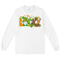 White St. Patrick's Lucky gnome Long Sleeve Tee - OliviaCreatesArt