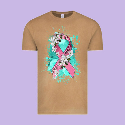 Cancer Ribbon Vintage Tee Designed By Cowgirlartshop