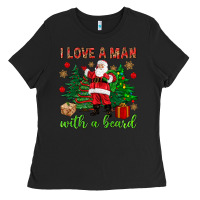 Black I love a man with a beard Christmas Ladies Tee - NancyCooperArtShop