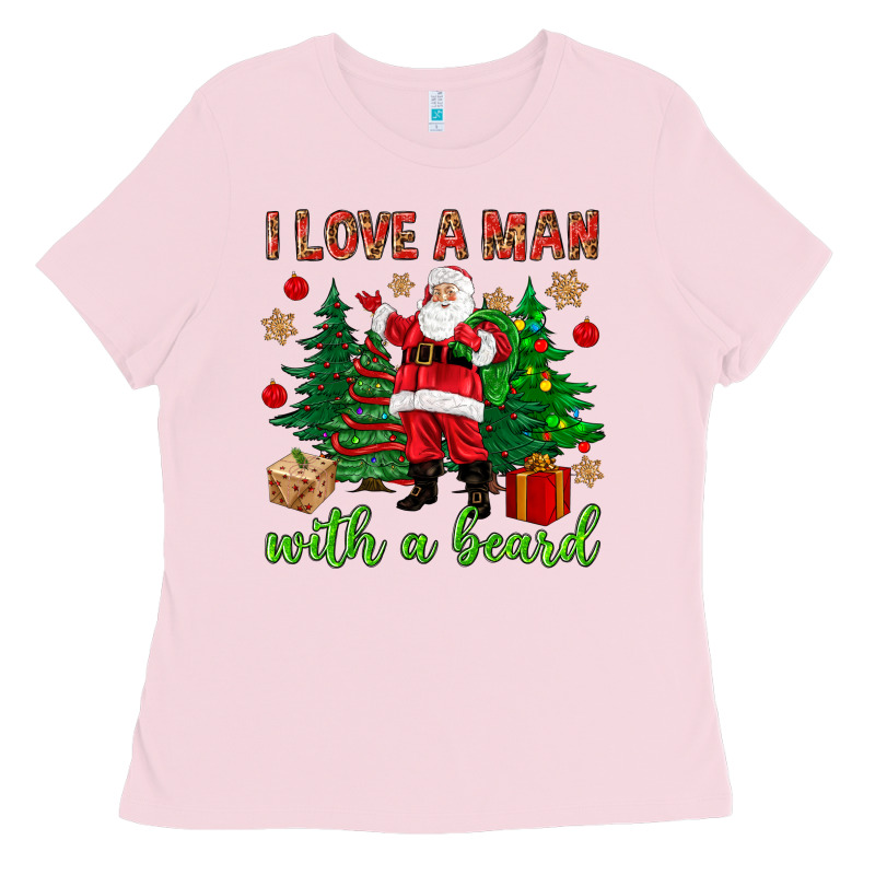 I Love A Man With A Beard Christmas Ladies Tee by NancyCooperArtShop | Teevron