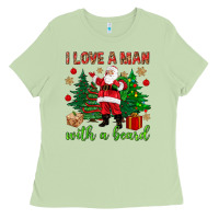 Matcha I love a man with a beard Christmas Ladies Tee - NancyCooperArtShop