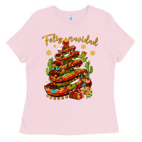 Bubblegum Pink Christmas Feliz Navidad Ladies Tee - NancyCooperArtShop