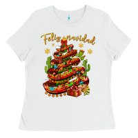 White Christmas Feliz Navidad Ladies Tee - NancyCooperArtShop